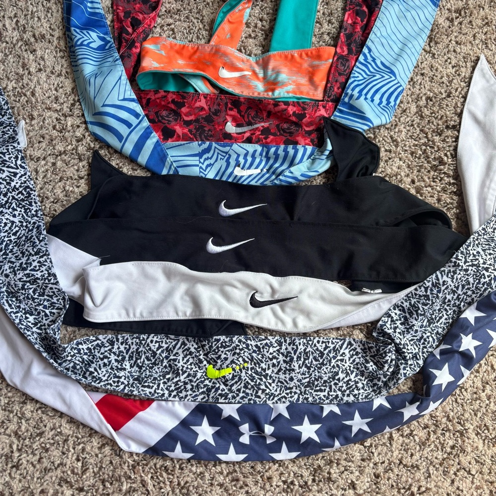 Nike Tie Headbands (7) and Underarmour (1) tie headband